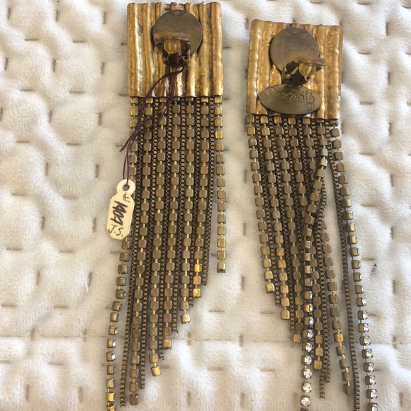 Stunning Vintage Crystal and Chains Statement Earrings-NWT-Boutique - Picture 8 of 8